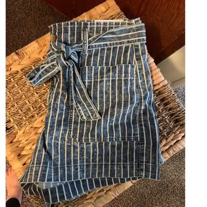 American Eagle Paperbag Denim Mom Shorts